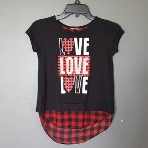 Red/Black Plaid LOVE heart girls top